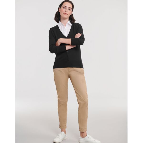 Ladies'  V-Neck Knitted Cardigan Thumbnail