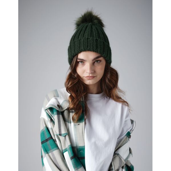 Verbier Faux Fur Pop Pom Chunky Beanie Thumbnail